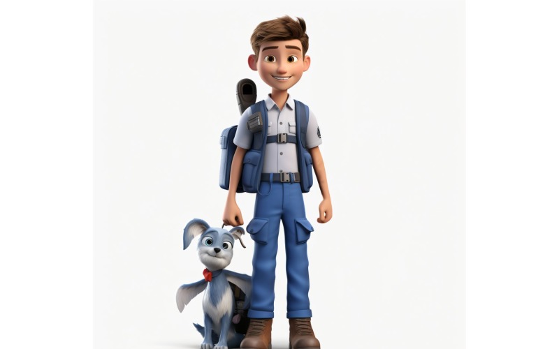 3D Pixar Character Child Boy met relevante omgeving 71