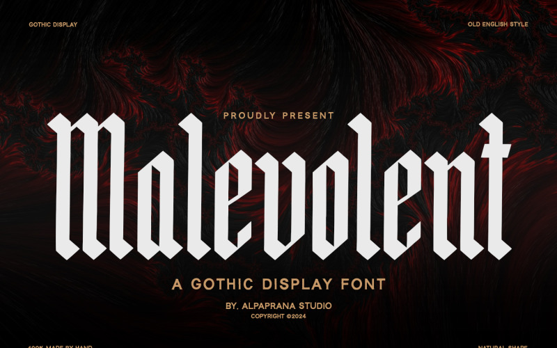 Rosszindulatú – Megjelenítési betűtípus