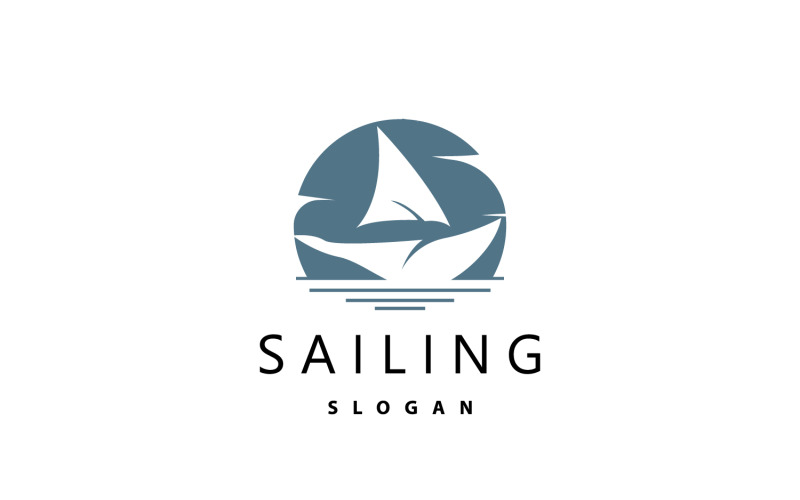 Zeilboot Logo Ontwerp Vissersboot IllustrationV17