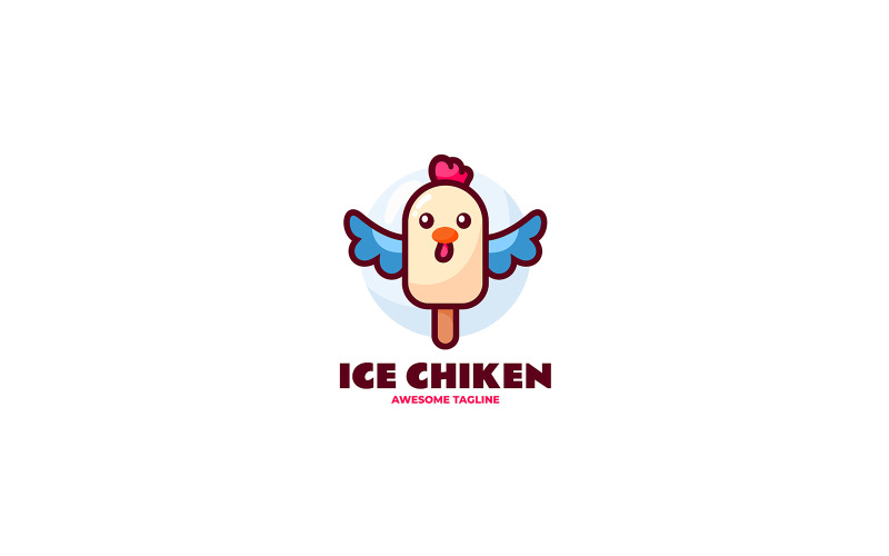 Glass kyckling maskot tecknad logotyp