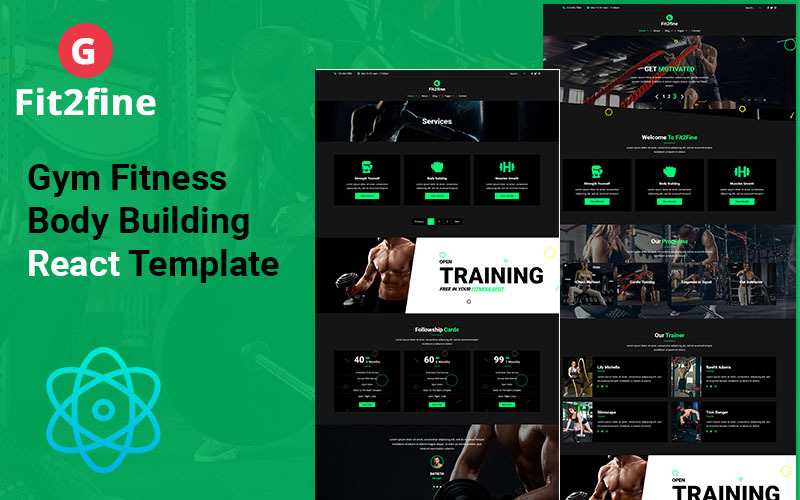 Fit2Fine - Fitness Club React-webbplatsmall