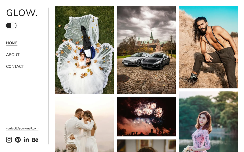 Glow Template - Minimalistická fotografie HTML šablona vyrobená od nuly