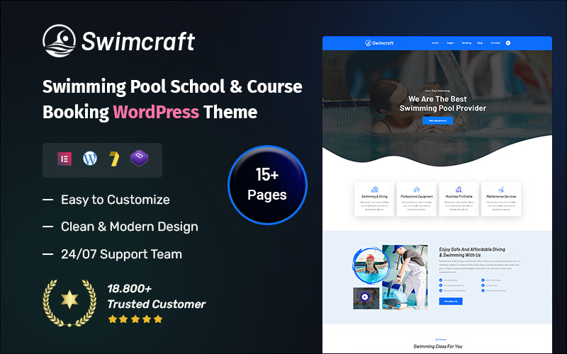 Thème WordPress pour la réservation d'écoles et de cours de piscine
