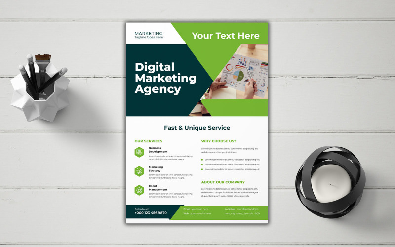 Flyer voor digitale marketingbureaus voor financiële planning