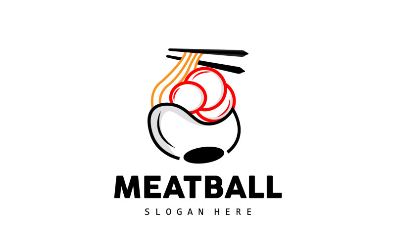 Modelo de fast food de vetor de logotipo de almôndega V3