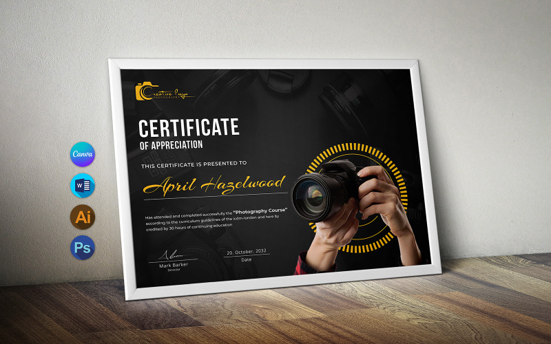 Canva-Fotografie-Schulungszertifikat-Word-Vorlage