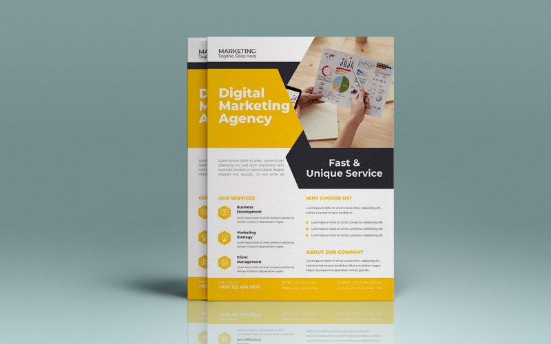 Agencia de marketing digital Diseño vectorial de folleto de evento empresarial minimalista