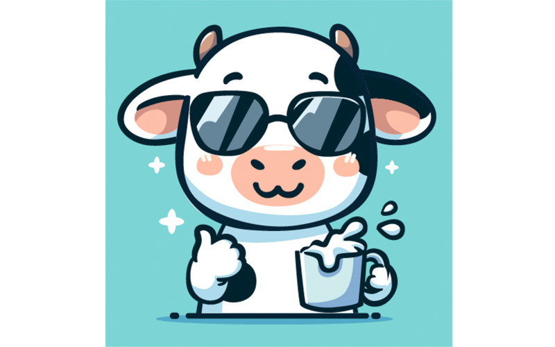 Celebración del día de la leche con ilustración de personaje sonriente de vaca