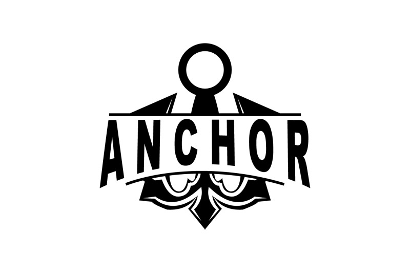 Conception simple de logo d'ancre de vecteur de navire marinV19