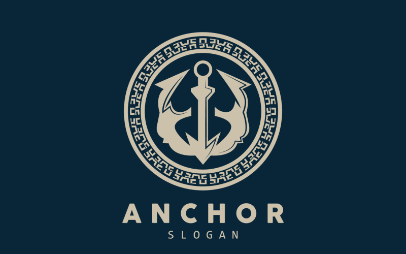 Design semplice del logo di ancoraggio vettoriale della nave marinaV11