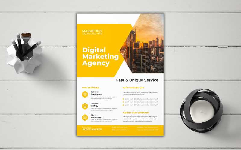 Diseño vectorial del folleto del programa de bienestar corporativo de la agencia de marketing digital