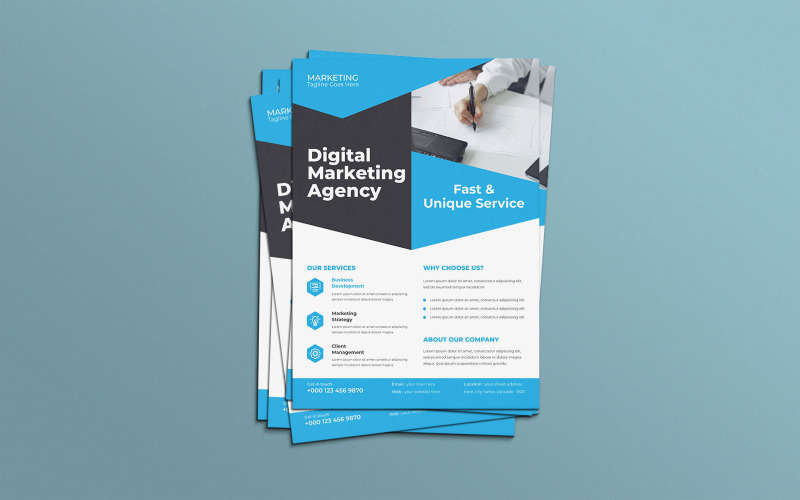 Disposition vectorielle du flyer de campagne de marketing numérique de l'agence de marketing numérique