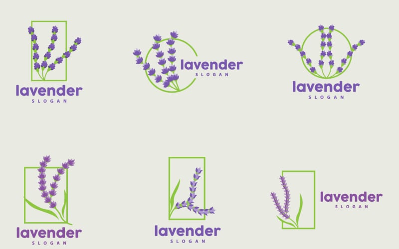 Lavendel-Logo, elegante lila Blume, PlantV10
