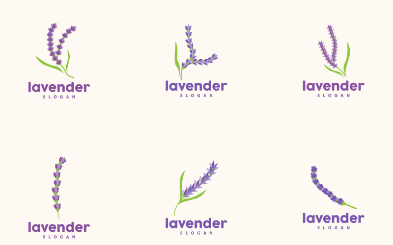 Lawendowe logo Elegancki fioletowy kwiat PlantV2
