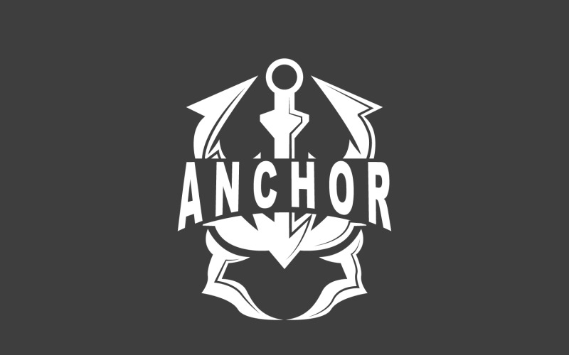 Logo d'ancre vectoriel de navire marin, conception simpleV15