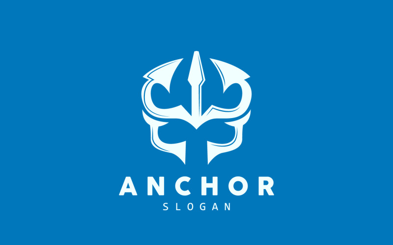 Logo d'ancre vectoriel de navire marin, conception simpleV2