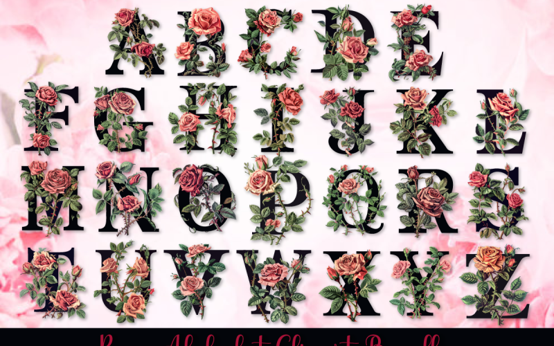 Pacchetto clipart alfabeto rosa