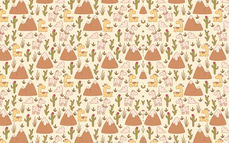Modèle sans couture de lamas kawaii