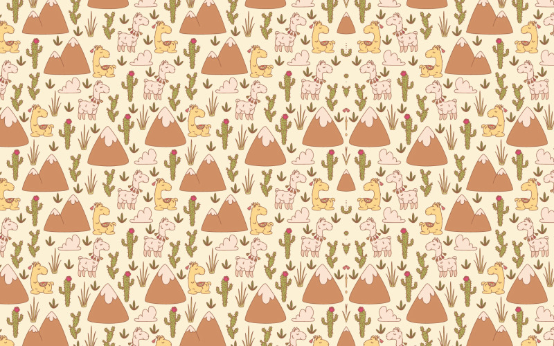 Modello senza cuciture dei lama kawaii