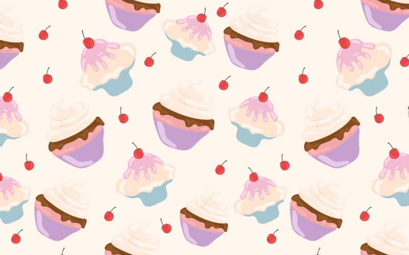 Licsi Cupcake Seamless Pattern