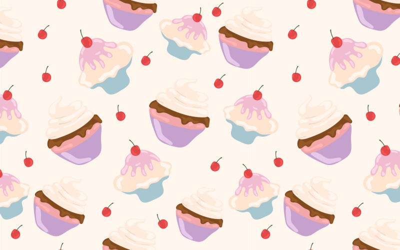 Padrão sem emenda de cupcake de lichia