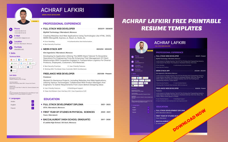 Achraf Lafkiri 免费可打印简历模板