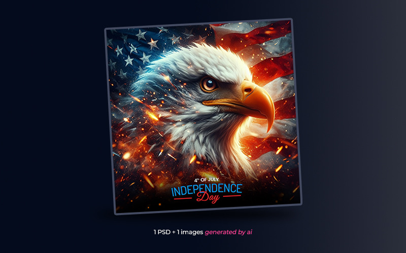 Amerikan Bağımsızlık Günü - Sosyal Medya için PSD Banner Şablonu