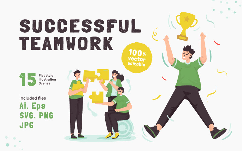 Flatty - Erfolgreiches Teamwork-Illustrationsset