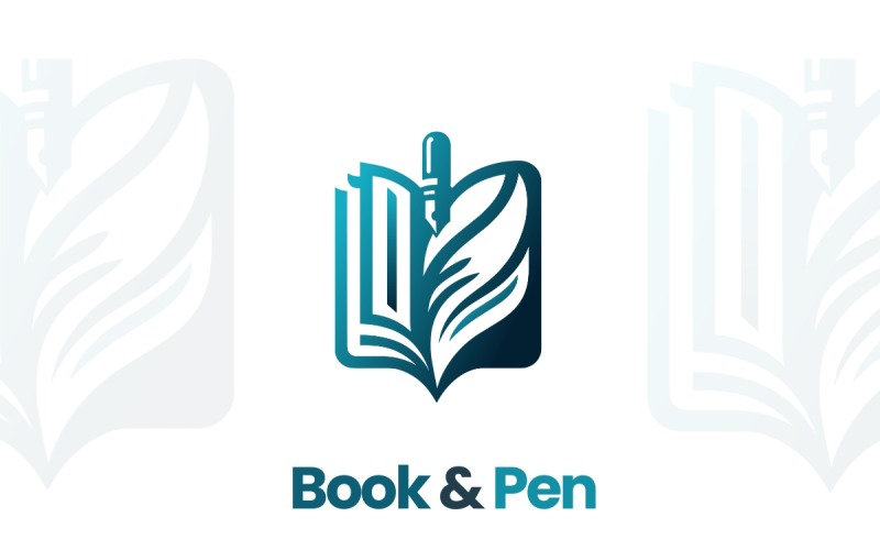 Kitap ve Kalem Modern Vektör Logosu