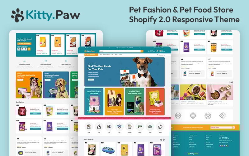 Kittypaw - 宠物食品和宠物营养品商店多用途 Shopify 2.0 响应式主题
