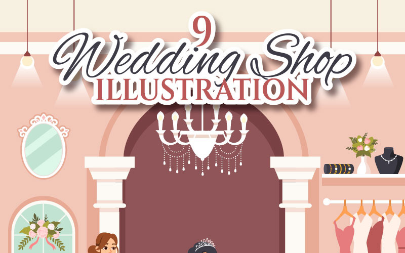 9 Illustration för bröllopsaffär