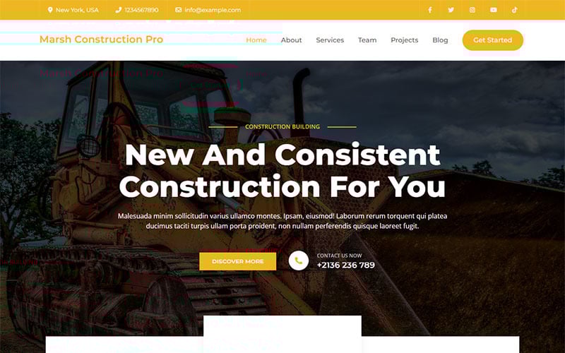 Marsh Construction Pro – Elementor-basiertes WordPress-Theme für den Bau
