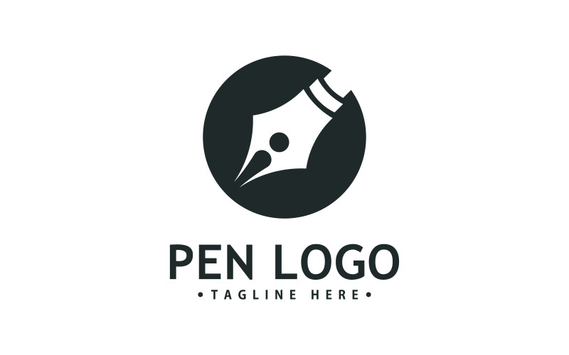 Modello icona logo penna. Identità dello scrittore aziendale V7