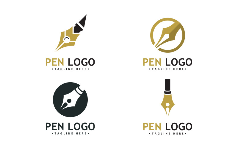 Pen-logo pictogrammalplaatje. Bedrijfsschrijveridentiteit V0