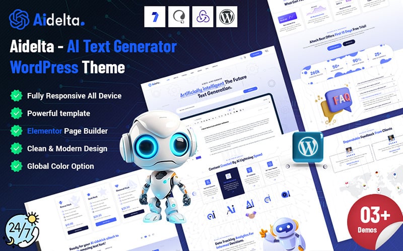 Aidelta - Tema de WordPress para generador de texto AI