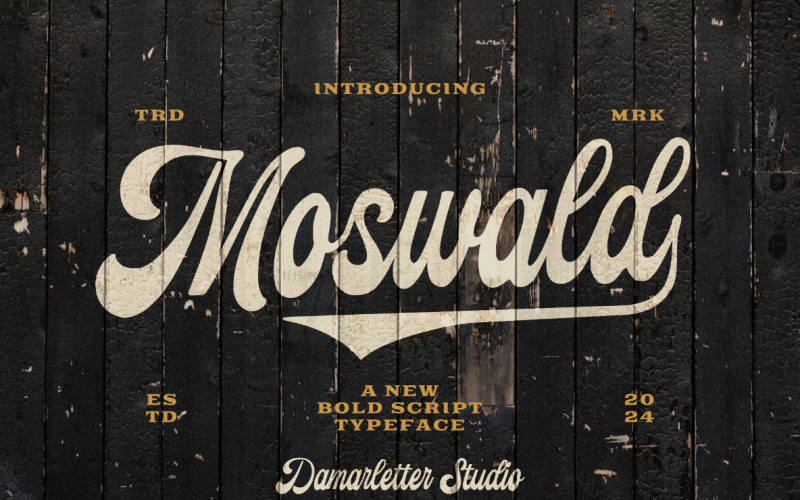 Carattere tipografico dello script scritto a mano da Moswald