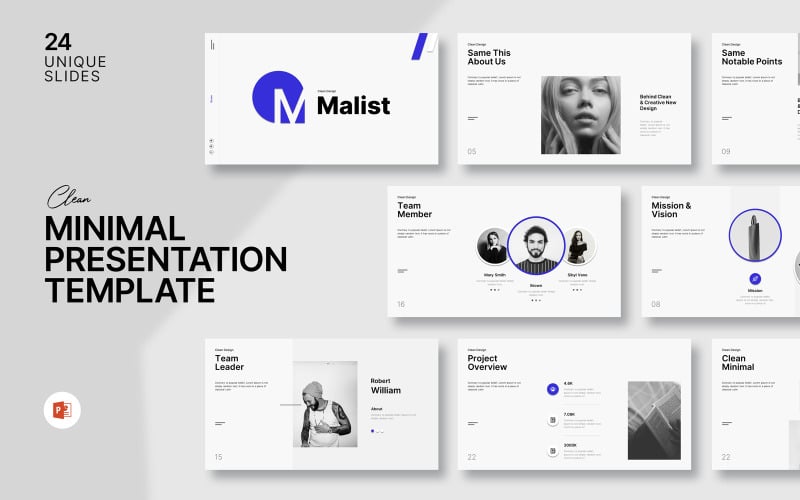 Diseño de plantilla de PowerPoint minimalista y limpio 2025
