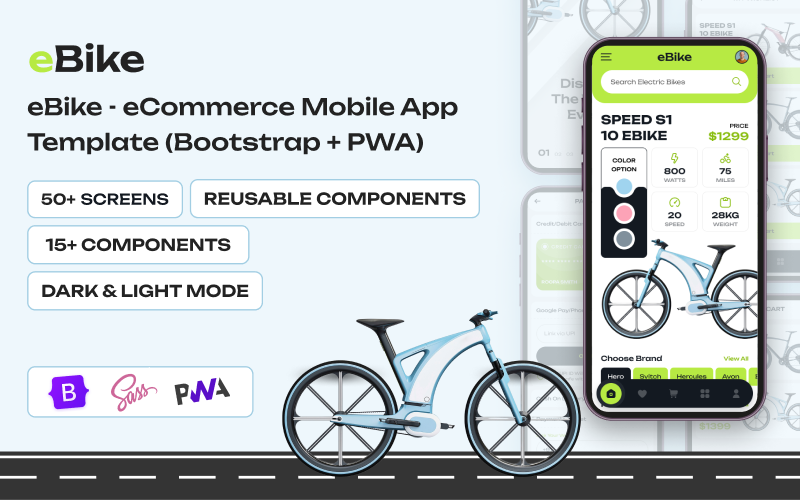 eBike-电子商务商店移动应用模板（Bootstrap + PWA）