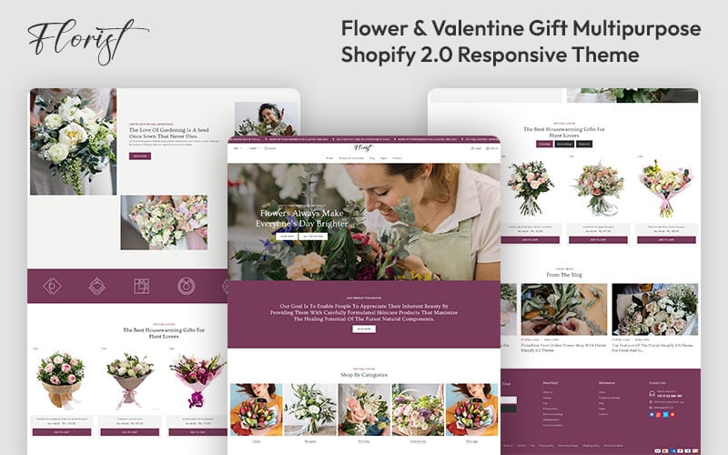 花店 - 鲜花和情人节礼物多用途 Shopify 2.0 响应式主题