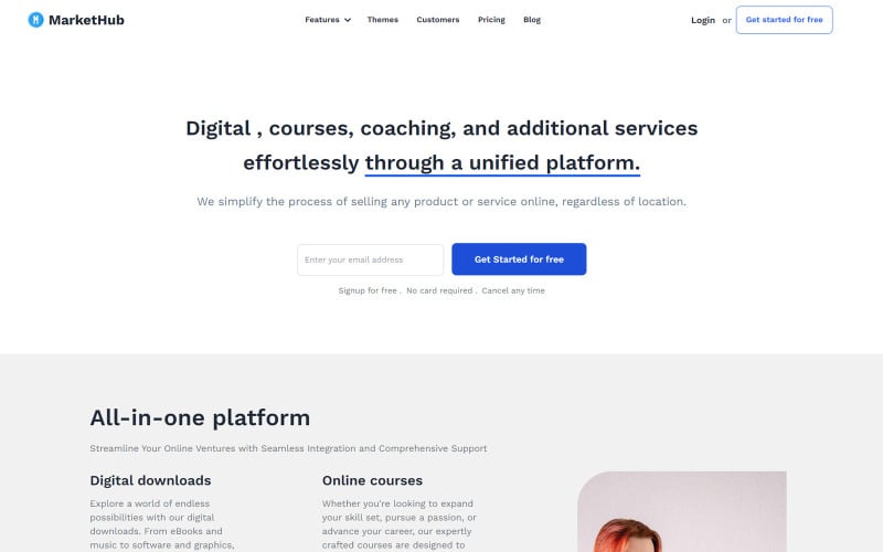 Markethub | Digitális platform webhelysablon