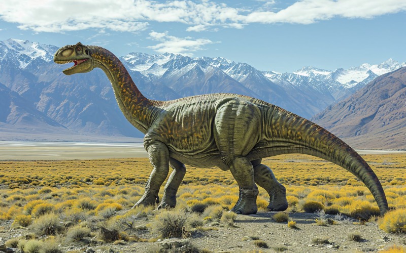 Реалистичная фотография диплодока динозавра 1