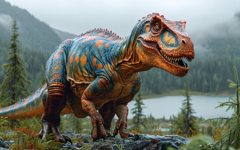 Fotografía realista de dinosaurio Allosaurus 3.