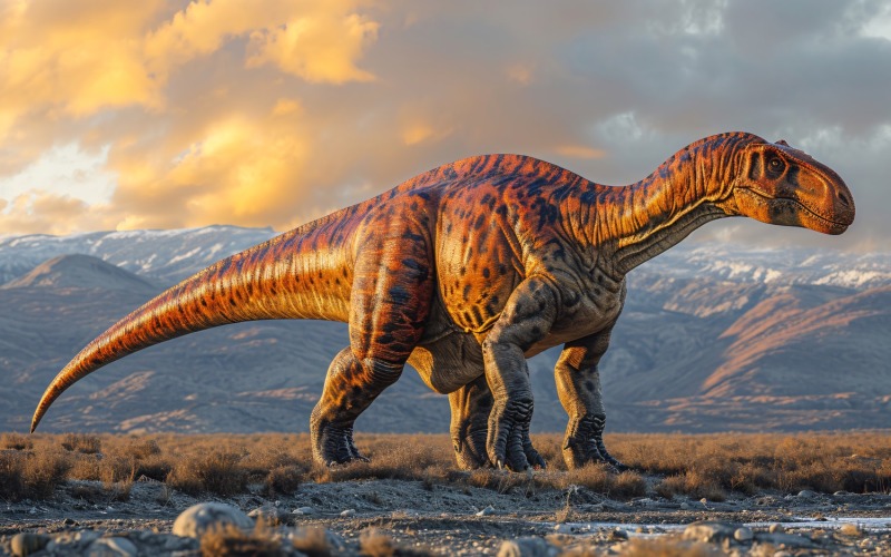 Fotografía realista de dinosaurio Brontosaurio.