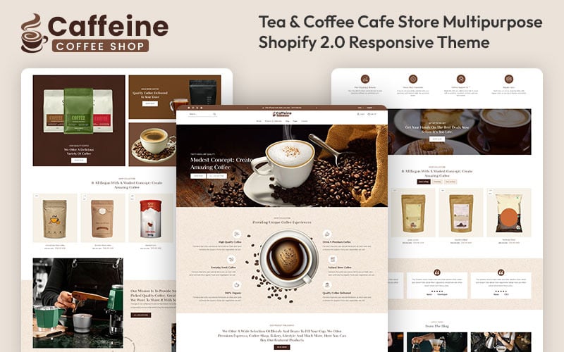 Caffeine - Tea & Coffee Cafe Store Багатофункціональна адаптивна тема Shopify 2.0