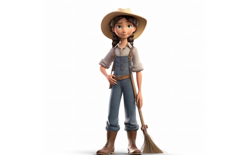 3D-персонаж Pixar Девочка-девочка в соответствующей среде 10