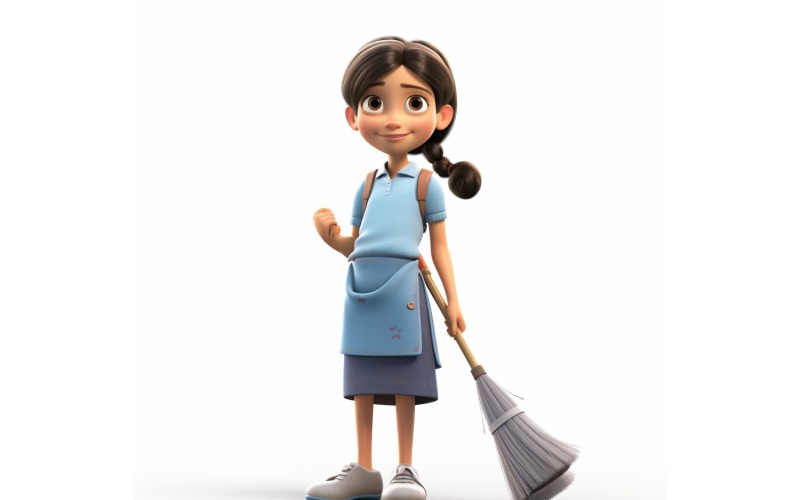 3D Pixar Character Child Girl met relevante omgeving 12