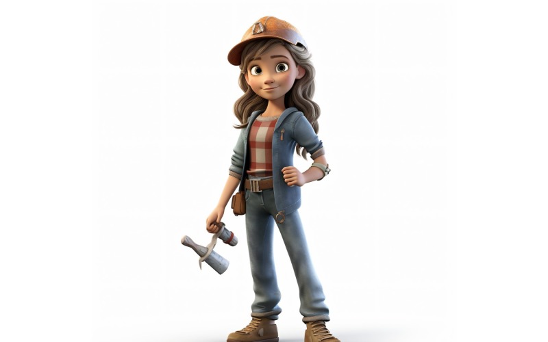 3D Pixar Character Child Girl met relevante omgeving 13