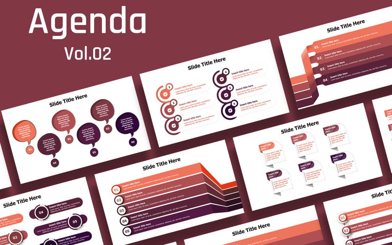 Инфографика слайдов деловой программы - 5 цветовых вариантов - простота в использовании