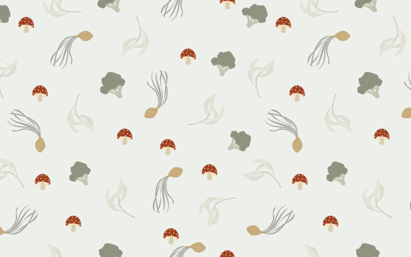 Modèle sans couture de champignons et de brocolis