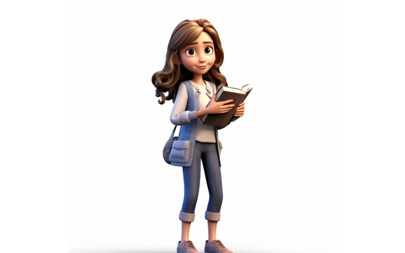 Personaggio bambina 3D pixar con ambiente pertinente 5